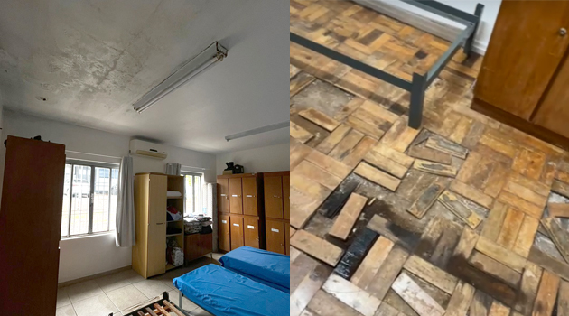 Policiais civis convivem com infiltrações, mofo e risco de choque elétrico em alojamento da DPPA de Santo Ângelo